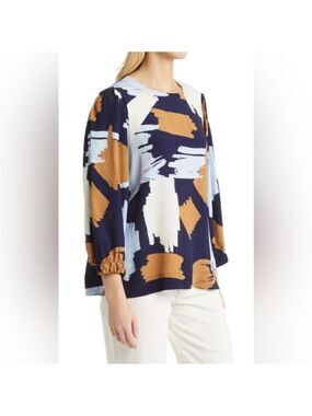 Masai Copenhagen Brisa Abstract Print top in Maritime Blue - NWOT - size XXL